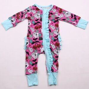 Saddleandsage Baby Girl Bamboo Zippy Pink Halloween